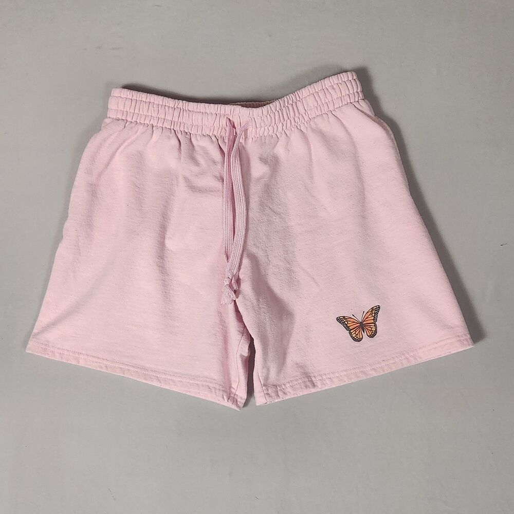Bowery Supply Co Pink Butterfly Shorts Womens Large Y2K Soft Girl Lounge